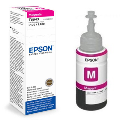 מיכל דיו אדום מקורי EPSON T6643 אפסון